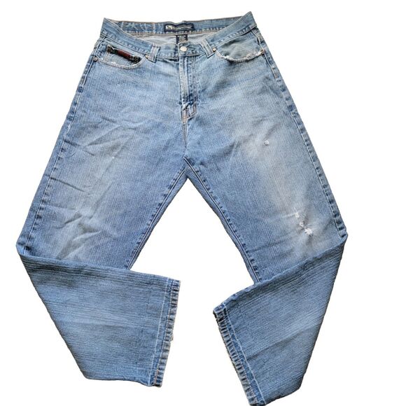 DRUNKNMUNKY MENS JEANS VINTAGE Y2K WIDE BAGGY LOOSE STRAIGHT DISTRESSED 36x32 - Picture 1 of 11